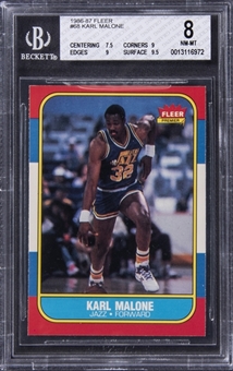 1986-87 Fleer #68 Karl Malone Rookie Card - BGS NM-MT 8